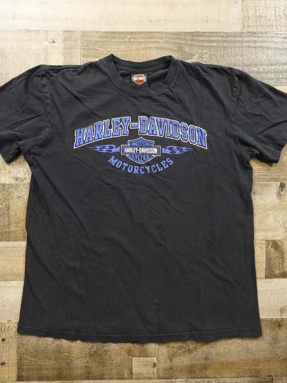Harley-Davidson T-Shirt Men’s Large Black Blue Logo Motorcycle Graphic Tee
